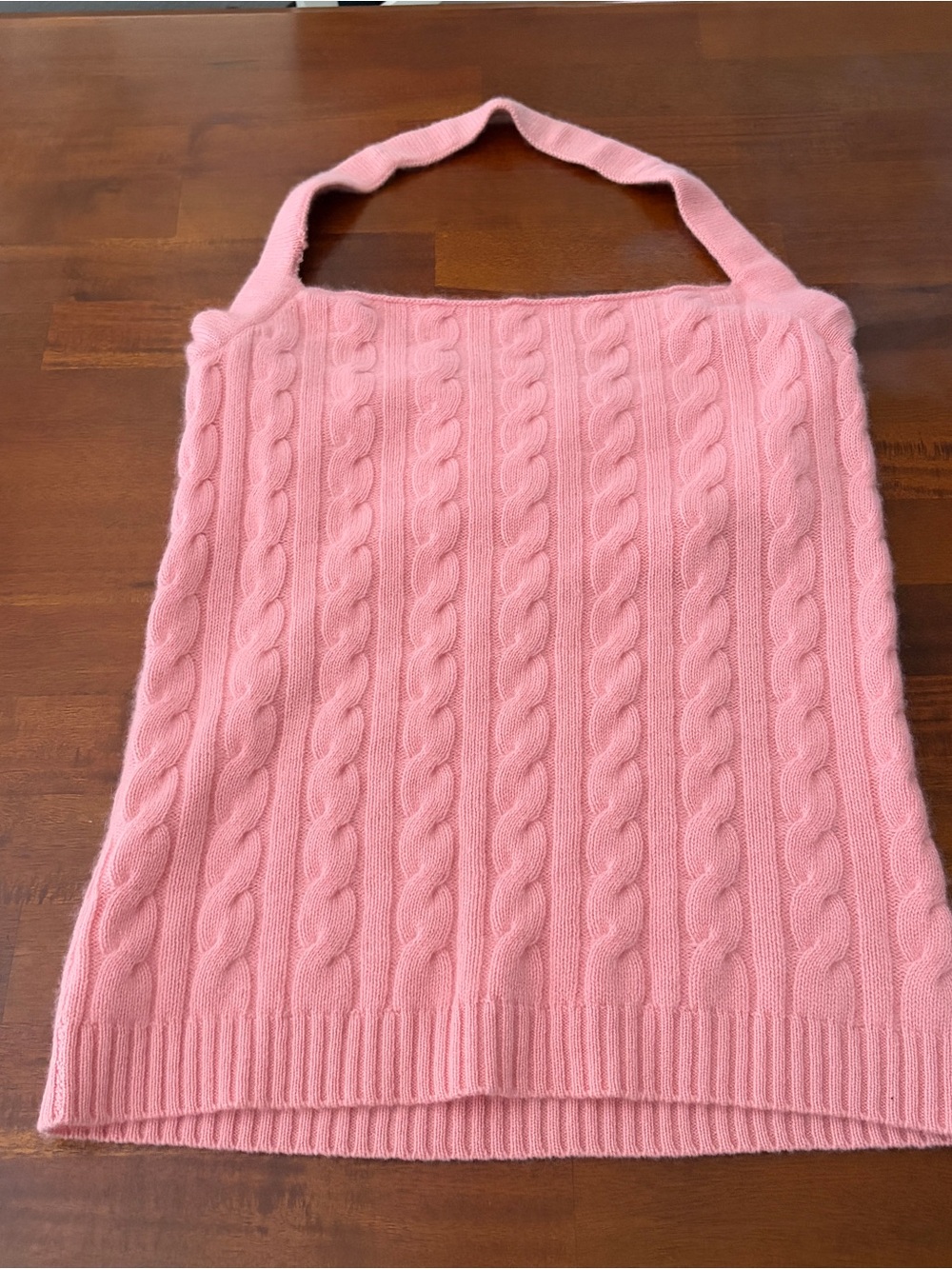 Lilly Pulitzer Pink 100% Cashmere Cable Knit Halter Shelf Bra Tank Top
